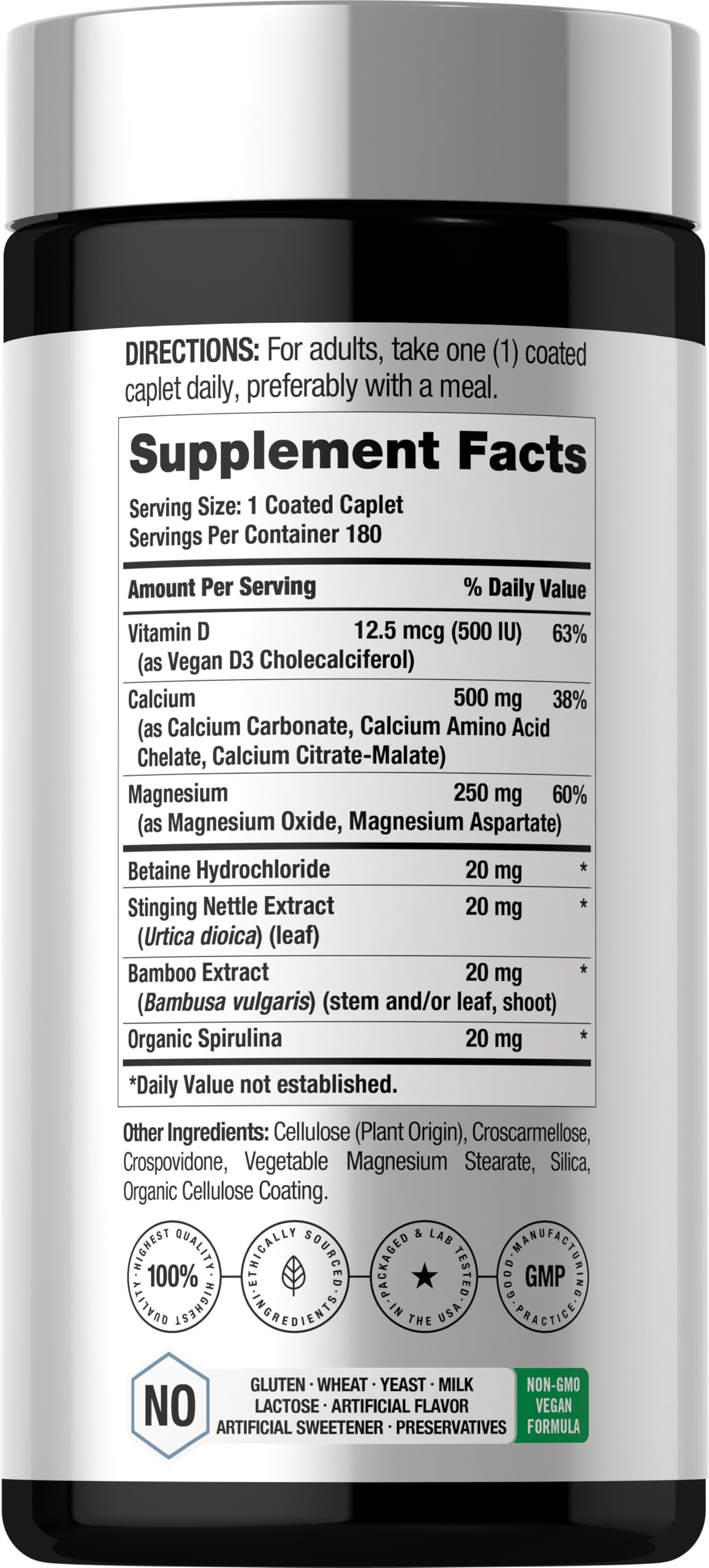 Horbäach Calcium Magnesium D3 | 180 Coated Caplets | Supports Bone Density — Amazon image 2