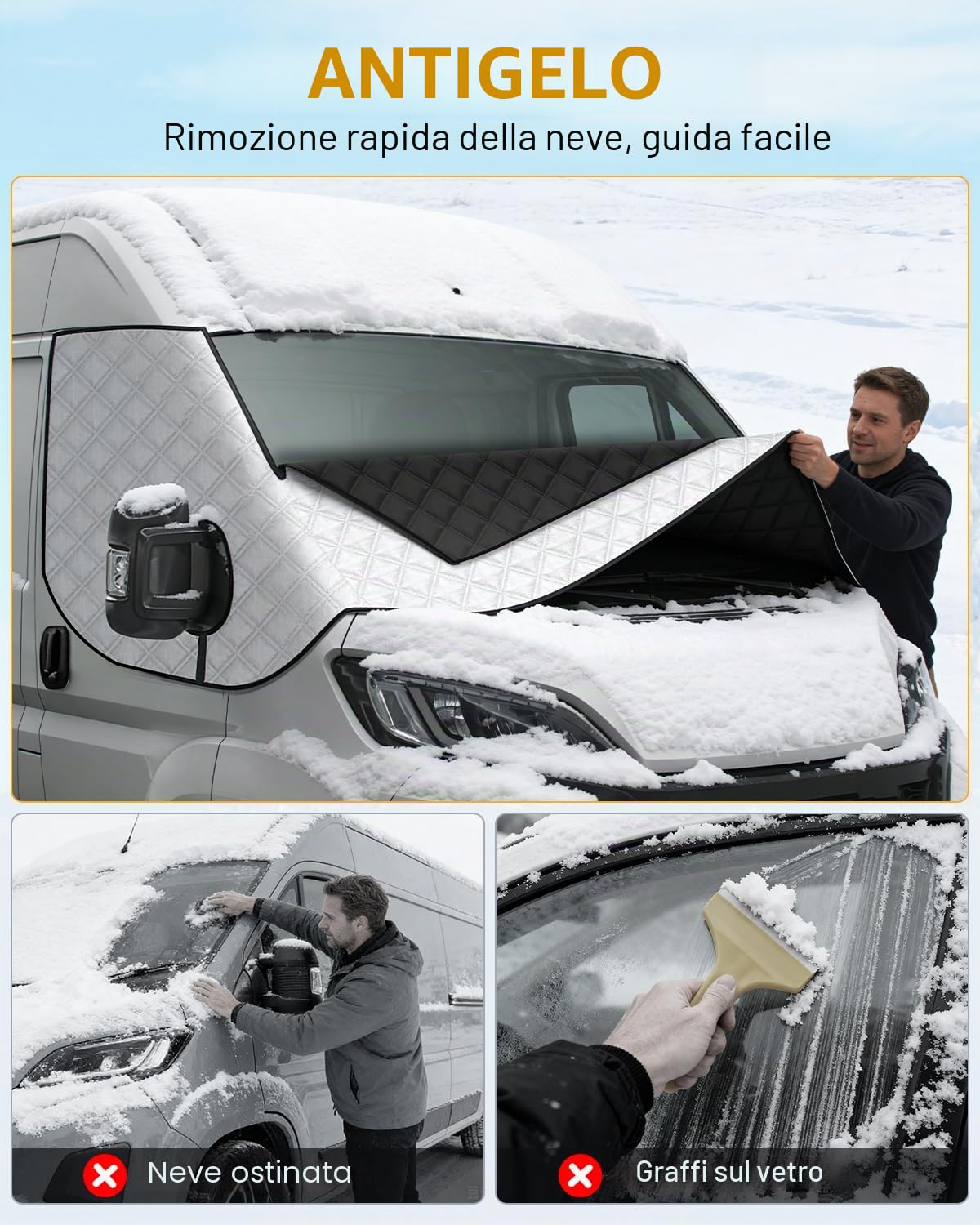Copertura Termica Esterna Ducato Parasole per Camper Ducato Copertura Parabrezza Camper con Cerniere Anti UV Impermeabile per X250/290/P-eugeot Boxer/C-itroen Jumper