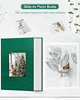 Vista 2 de popotop - Álbum de fotos de 4 x 6 pulgadas con 100 fotos, libros de fotos con 100 bolsillos verticales, cubierta de lino para fotos familiares