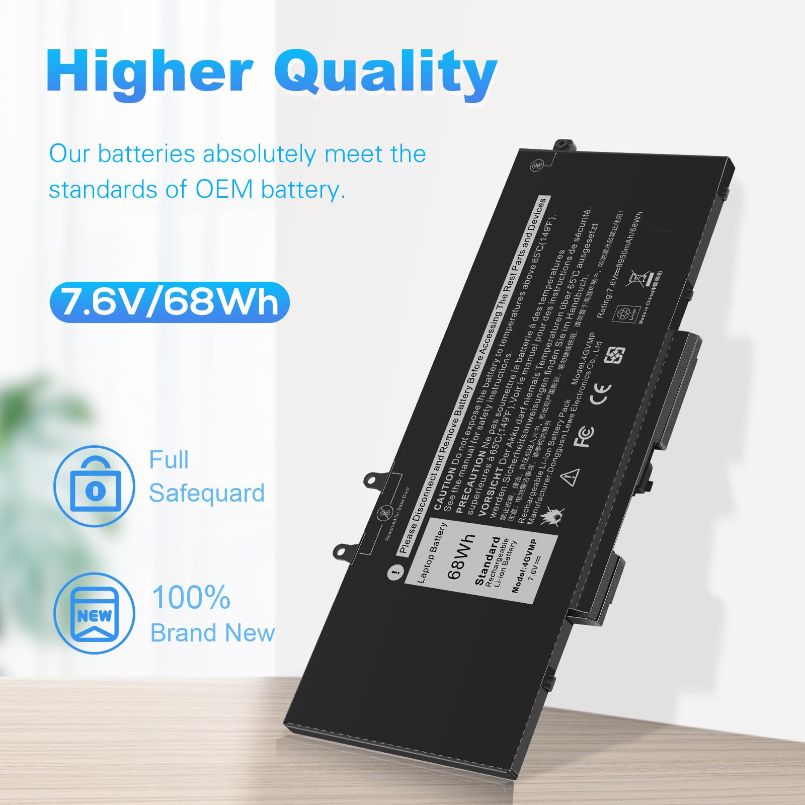 ASUNCELL 7.6V/68Wh 4GVMP Batterie d'ordinateur Portable pour Dell Latitude 5400 E5400 5500 E5500, Precision 3540 M3540, Inspiron 7590 7591 7791 2-in-1 Series, 4GVMP 1V1XF R8D7N 9JRYT RF7WM