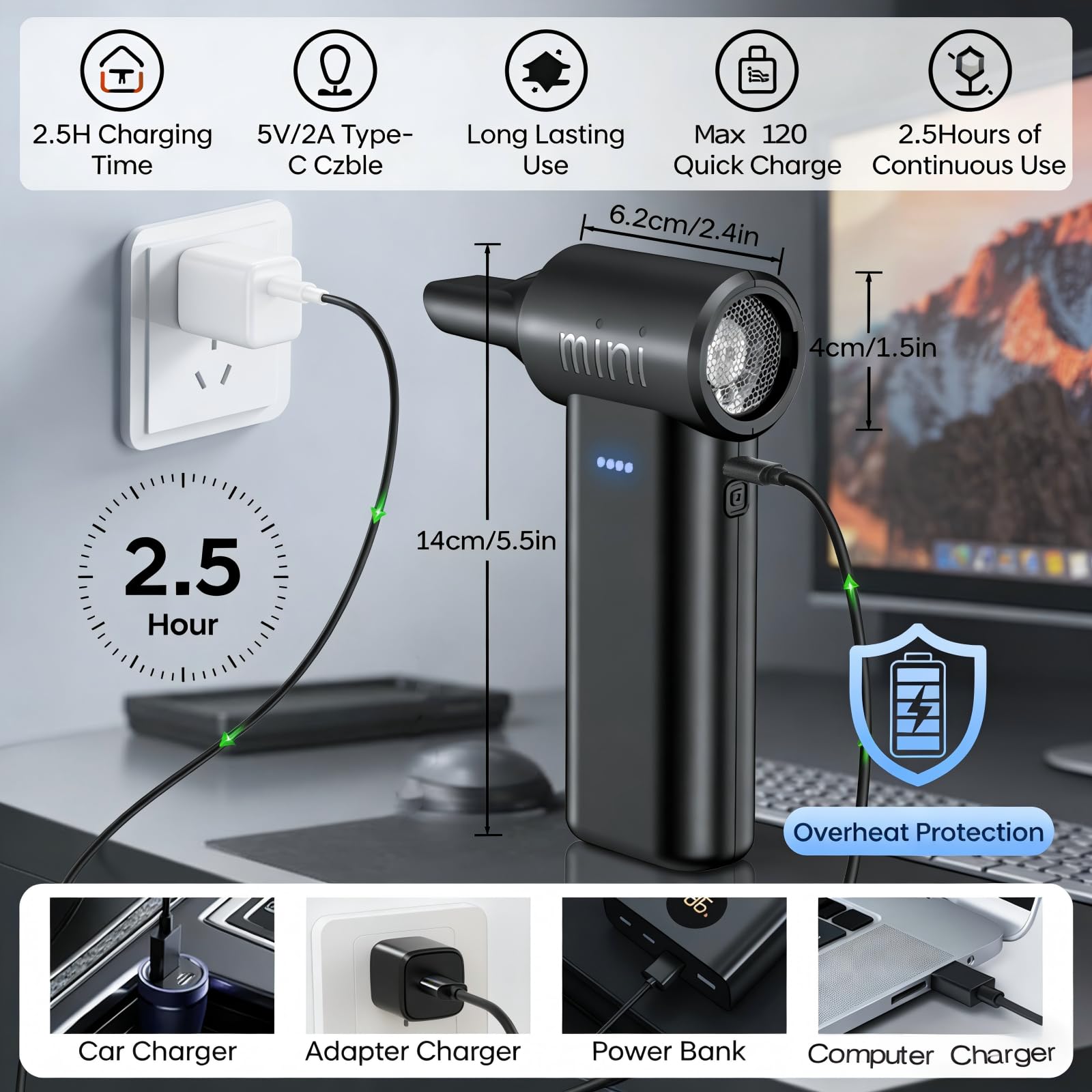 Rechargeable Air Duster - Powerful Dust Cleaner -4
