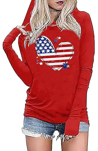 Susongeth American Flag Hoodie for Women 4th of July Patriotic