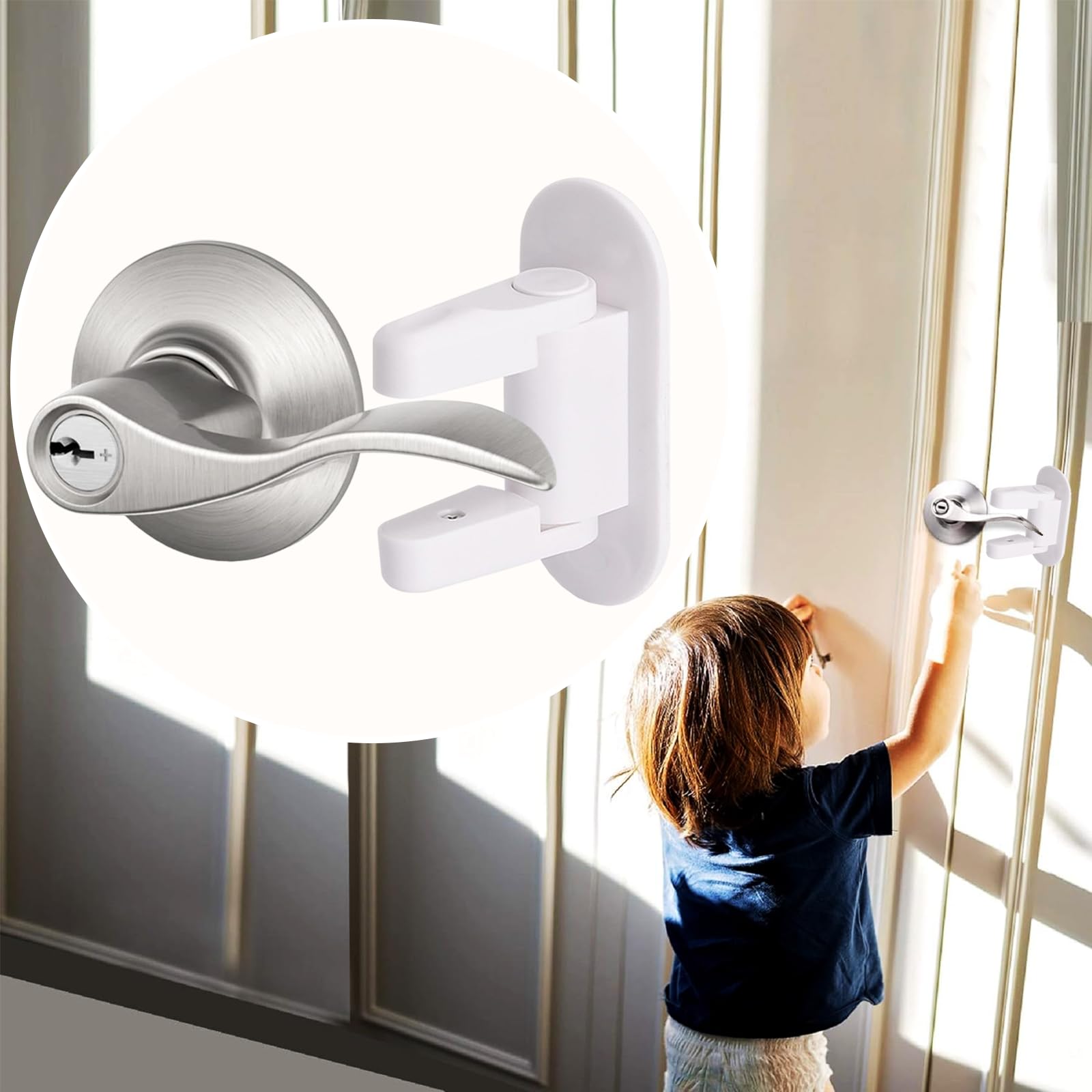 Matenf Childproof Door Lever Lock (2 Pack) Prevents Toddlers Pets From Opening Doors, Door Handle Lock for Babyproofing, Durable Safe ABS Material