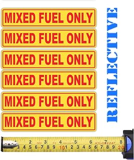 6 Pack | Reflective Mixed Fuel Only, Gasoline Only, Diesel Only, Fuel Marker Pack Label Decal Vinyl Sticker | Fuel Decal | Truck | Gas Tank Label | Gas Container Label | Oil Marker (Mixed Fuel Only)