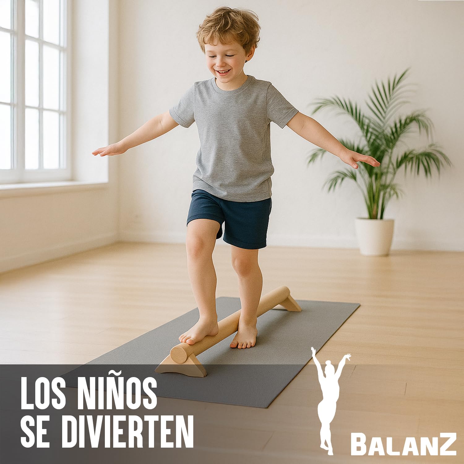 Original Cup Balanz Barra de Gimnasia de Madera Haya 100×10×8 cm | Niños & Adultos | Barra de Equilibrio para Motricidad & Rehabilitación | Gimnasio en Casa, Musculación Suave, Fisioterapia | Aerobik