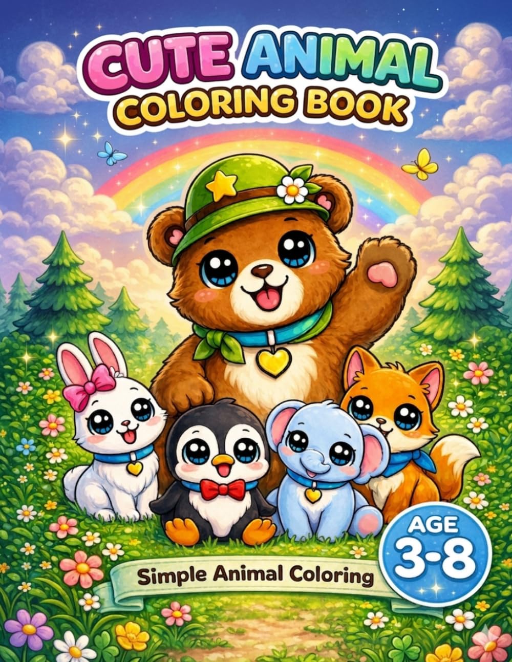 Cute Animal Coloring Book: Simple Animal Coloring