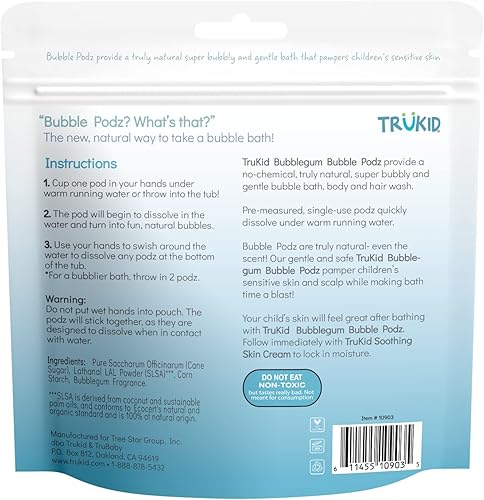 Miniatura 8 de TruKid Bubble Podz - Baño de burbujas para niños, niños pequeños y bebés, bomba de baño suave y refrescante sin lágrimas para piel sensible