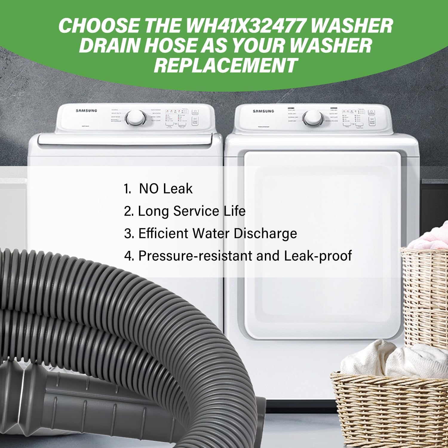 WH41X32477 Washer Drain Hose Compatible with GE Replace WH41X25300 WH41X25974 WH41X26191