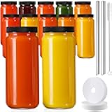AOZITA 20 Pack, 16 OZ Glass Juice Bottles with Lids, Bonus 4 Straws & 4 Lids w/Hole