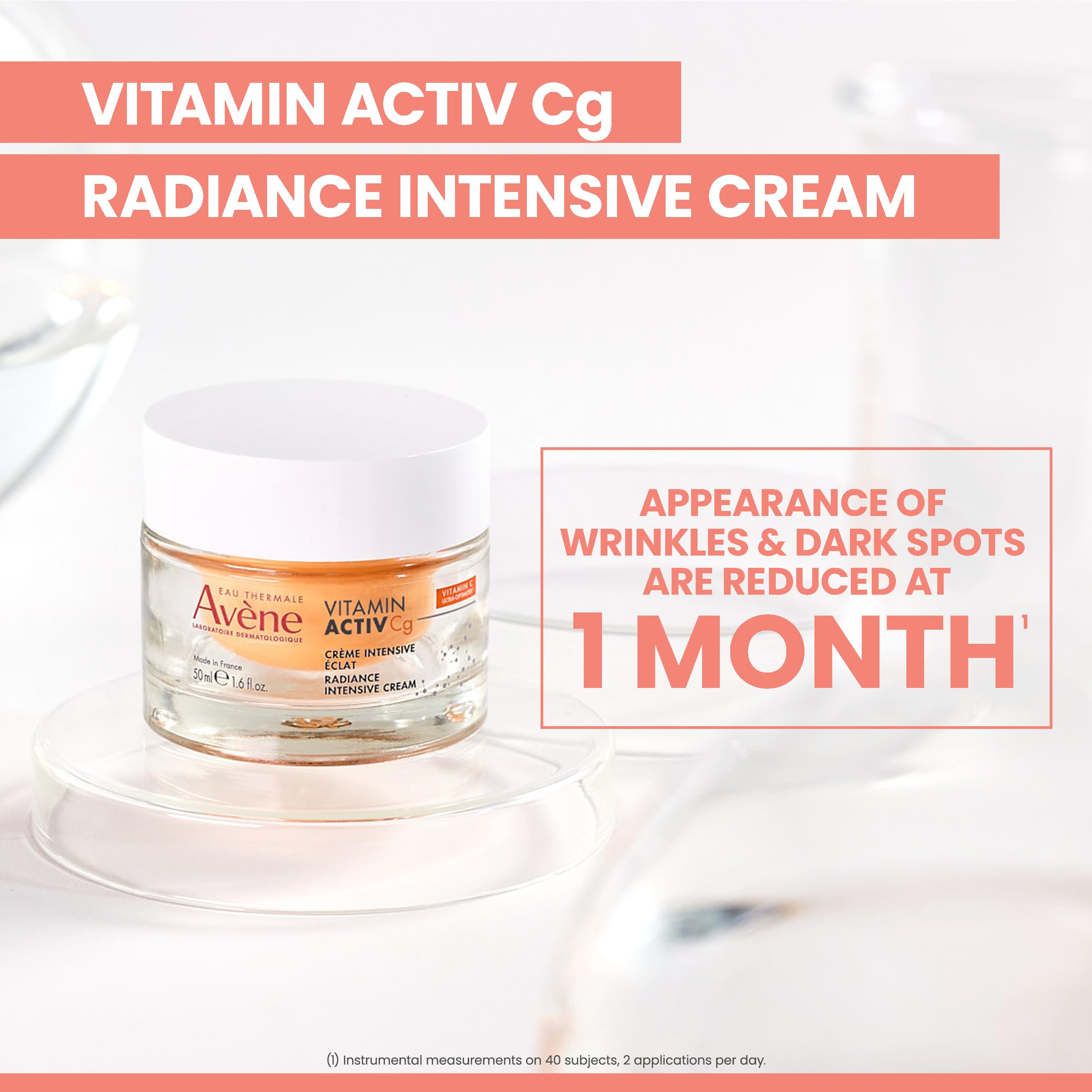 AVÈNE Vitamin Activ Cg - Crema Intensiva Illuminante Antietà Viso - 50 ml | Crema giorno - Vitamina Cg, Niacinamide, Acido Ialuronico - Leviga le rughe, uniforma e illumina l'incarnato