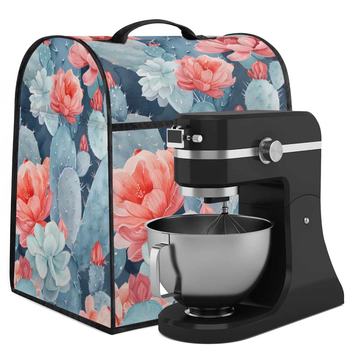 Coffee Maker Cover Cactus Flower Printing Kitchen Appliance Covers Small Appliance Covers Blender Cover Juicer Cover Dust Covers for Kitchen Appliances with Top Handle and Pockets,Washable,C412