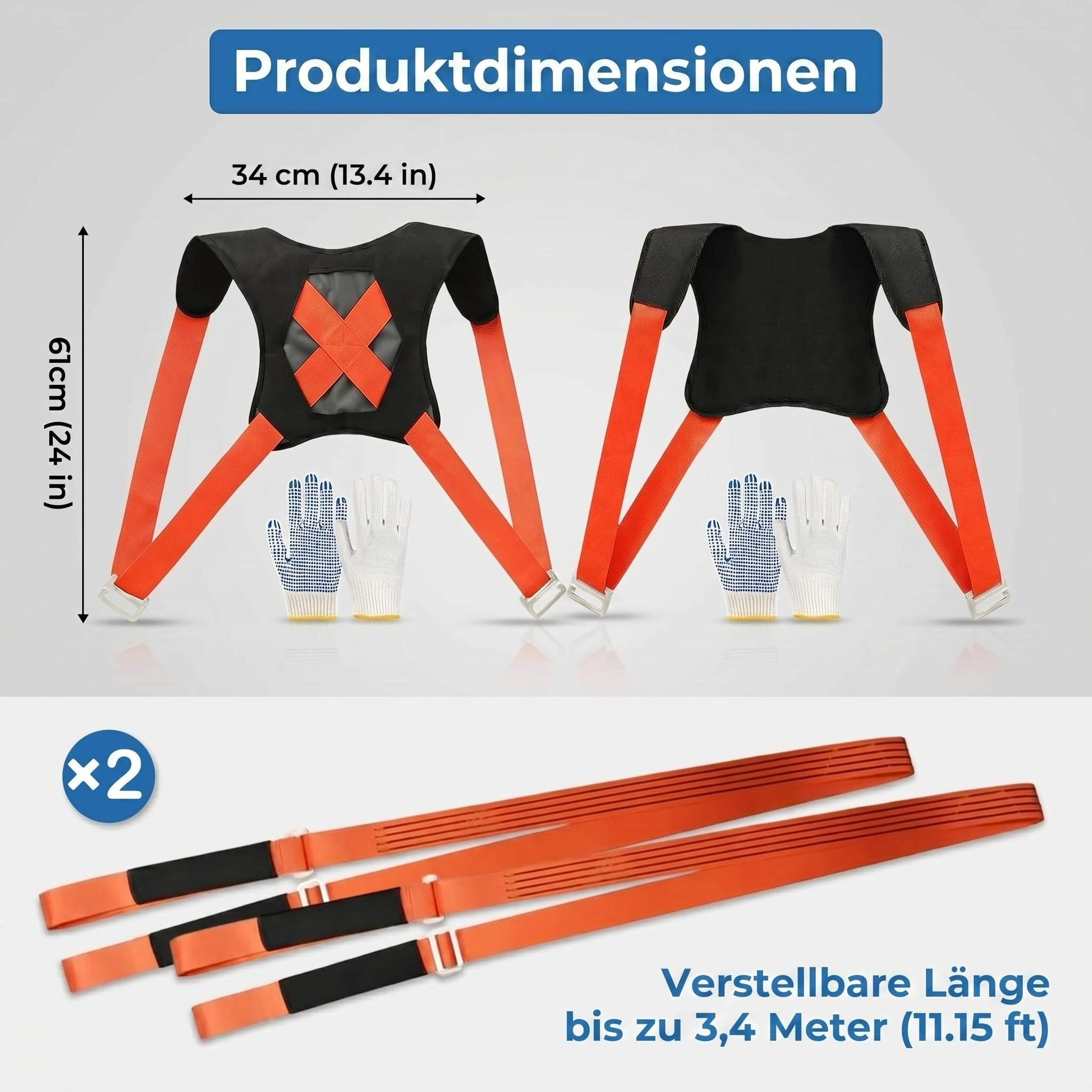 Möbeltransportgurte Tragegurte, mit Handschuhen & Schulterpolstern, 2er Set