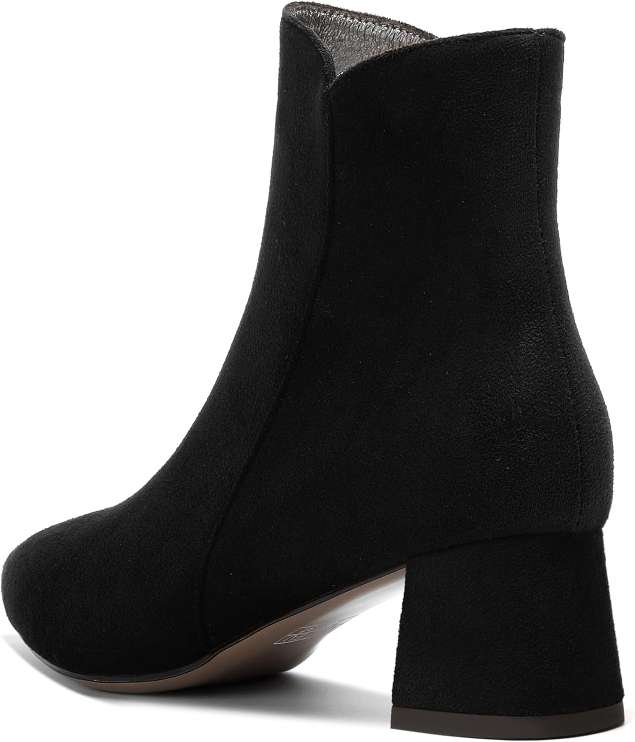 FEMSTEP Womens Zip Casual Pointed Toe Office Suede Chunky Low Heel Ankle High Boots 2 Inch