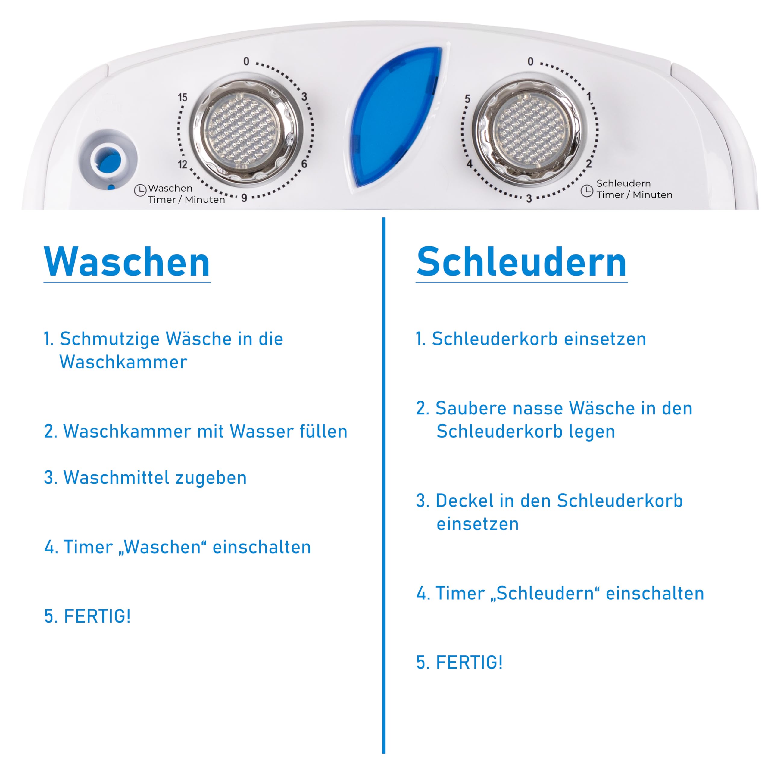 Mini Waschmaschine 25 Liter 580 Watt mit Schleuder 3 kg Wäsche Reise Camping Mobile