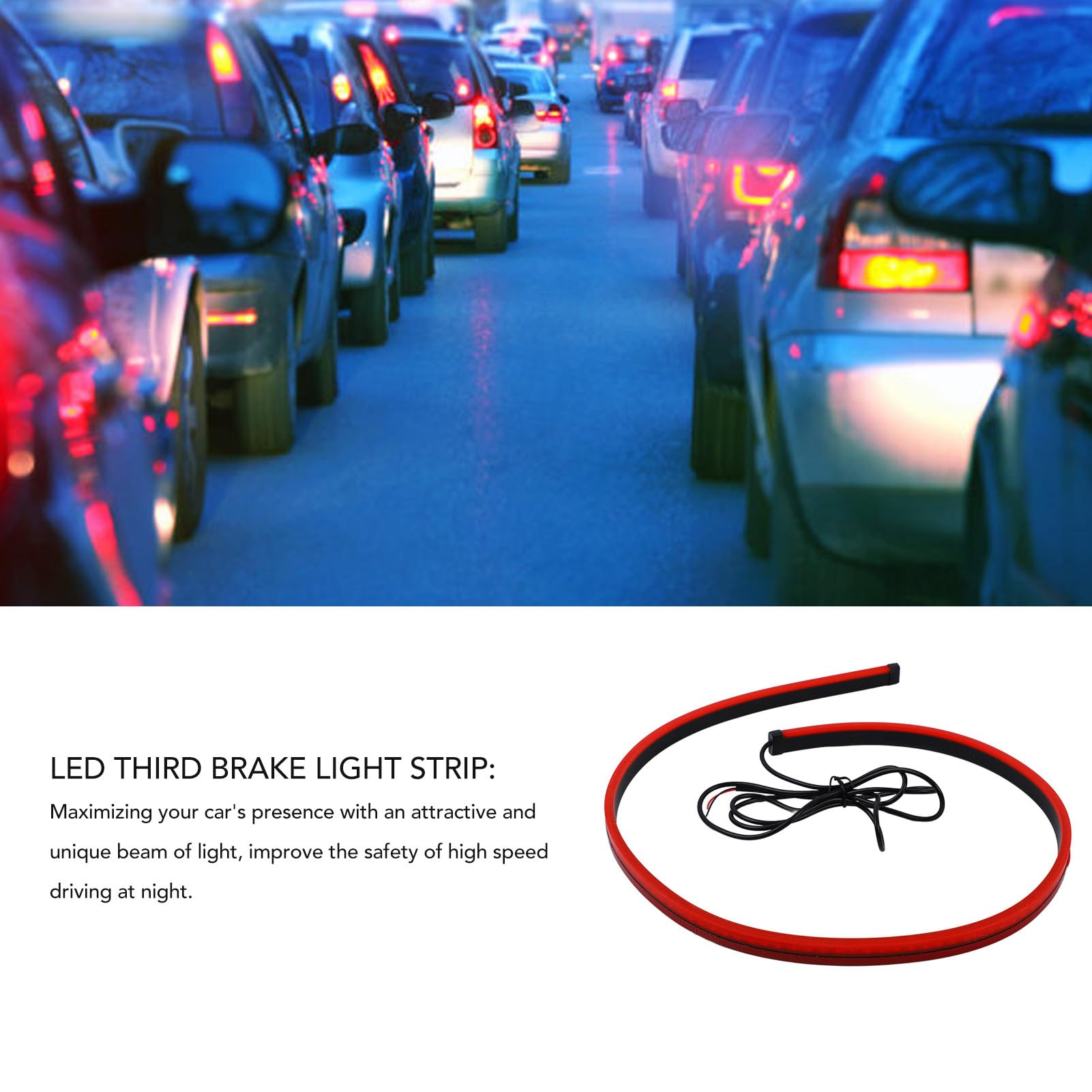 Barra luminosa esterna a LED per portellone posteriore100 cm striscia di terza luce di stop a LED impermeabile flessibile luce rossa luce di stop alta universale per auto striscia