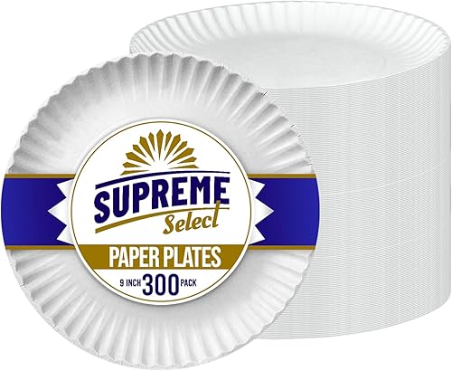 Miniatura 9 de Platos de papel desechables a granel Juego de 100  9 pulgadas Plato grande blanco sin recubrimiento, ideal para fiestas de cumpleaños, bodas, Acción