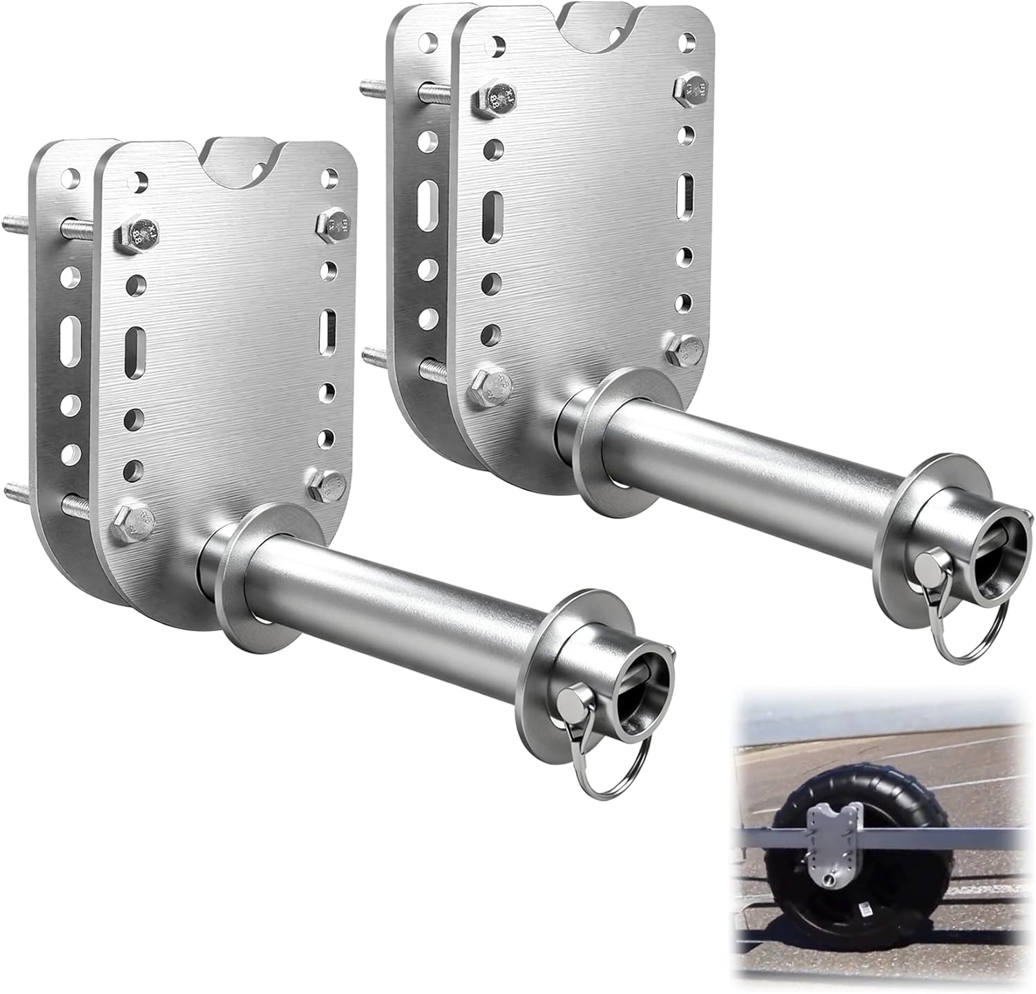 Boat Lift Wheel Kit, Heavy-Duty Carbon Steel Boat Lift Wheels, Adjustable Boat Lift Wheel Bracket, 2 Pack Marine Grade Lift Parts, Fits Most Lifts(Wheels not Included)