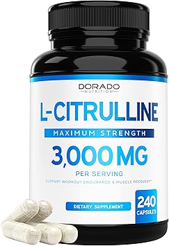L Citrulline 3000mg Supplement (240 Capsules) Support L Arginine & Nitric Oxide Pills - L-Citrulline For Men & Women - Muscle Recovery & Pump Supplement - 3rd Party Tested, Vegan, Non-GMO - USA Made