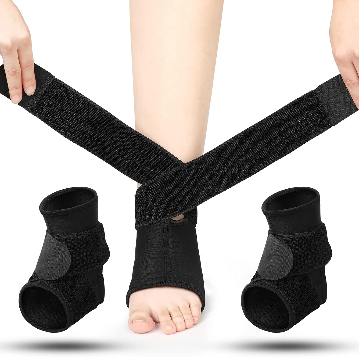 Honoson 2 Pcs Ankle Brace Kids Ankle Support for Sport Sprained Neoprene Breathable Compression Sleeve with Adjustable Wrap for Youth Child Boy Girl Plantar Fasciitis Achilles Tendonitis(Skin Color,S)