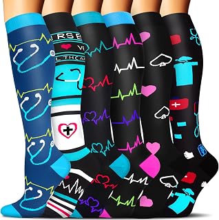 Sooverki Compression Socks Women Men 6 Pairs 15-20 mmHg Knee High for Circulation, Nurses, Travel, Running