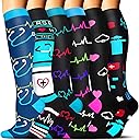 Sooverki Compression Socks for Women & Men 6 Pairs is Best Supportive Knee High Stockings for Circulation, Travel, Nurses