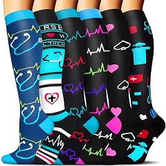 Compression Socks for Women Men 6 Pairs is Best Supportive Knee High Stockings for Circulation Travel Nurses