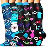 Compression Socks for Women & Men 6 Pairs is Best Supportive Knee High Stockings for Circulation, Travel, Nurses