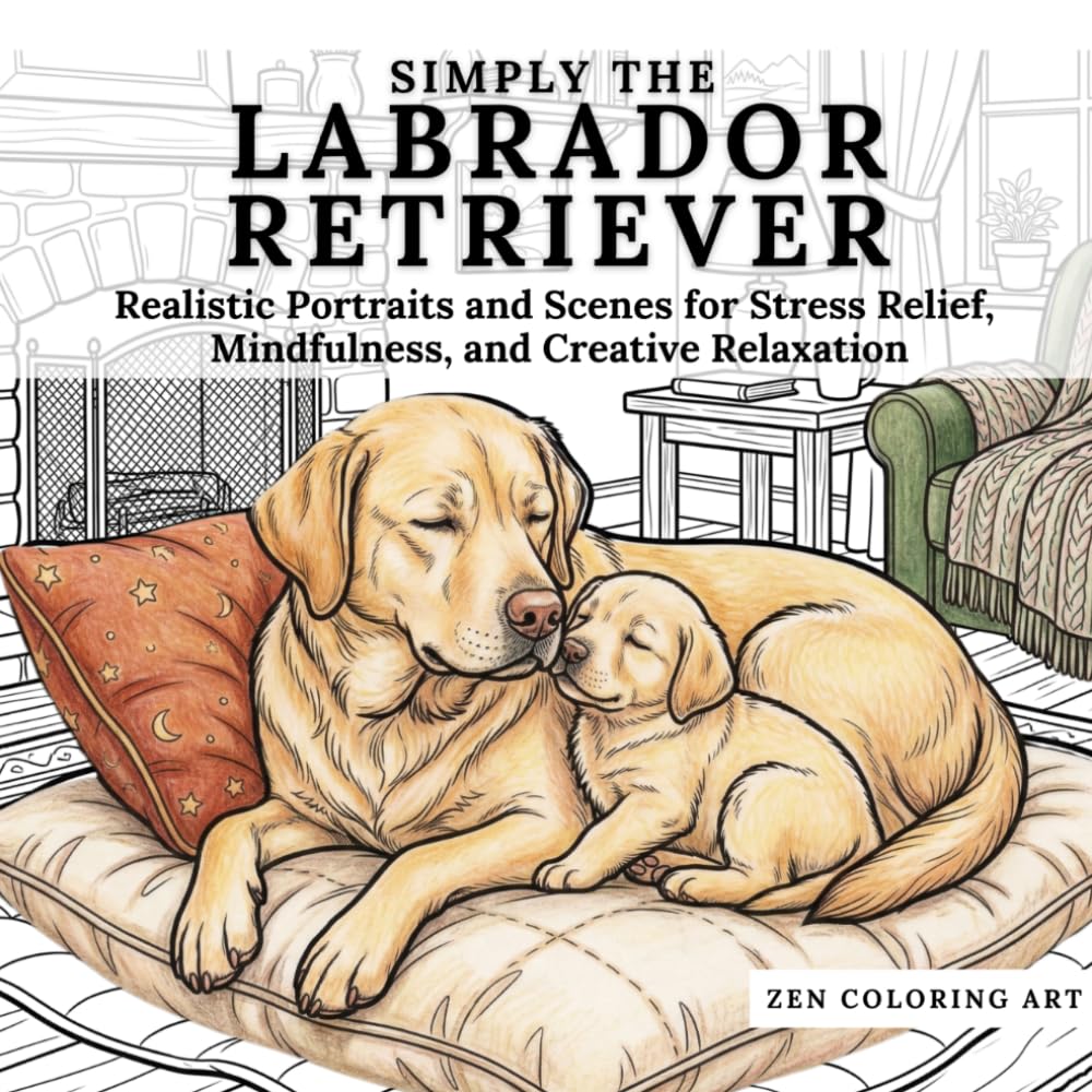 SIMPLY THE Labrador retriever: Realistic Portraits and Scenes for Stress Relief, Mindfulness, and Creative Relaxation