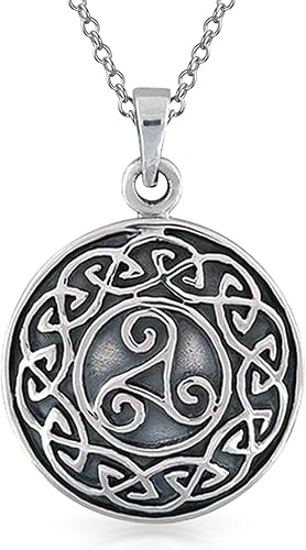 Miniatura 5 de Personalizar Medallón redondo vikingo espiritual antiguo unisex celta triquetra espiral Trinity Knot Triskele Collar con colgante para mujer Oxidado