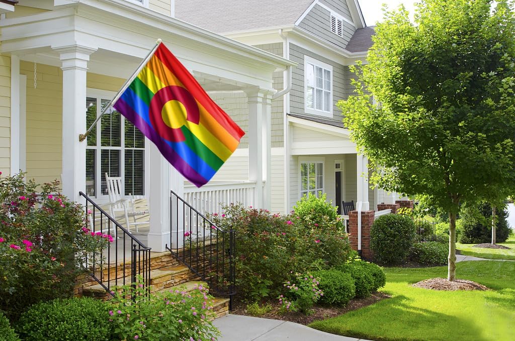 Colorado State Pride Rainbow Flag 3x5ft Double Sided 3 Ply CO State Pride Flag LGBTQ+ Gay Banner Vivid Color Polyester With 2 Brass Grommets For Pride Month Events Parades Party Decor