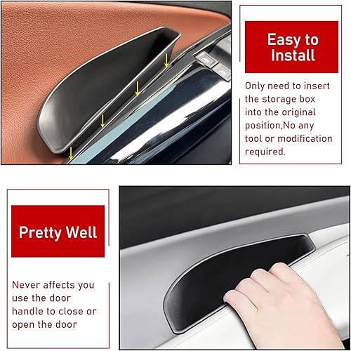 Miniatura 6 de TTCR-II Compatible con la bandeja organizadora de puertas Volkswagen ID4 2021-2022 2 piezas para VW ID4 manija de puerta de almacenamiento de