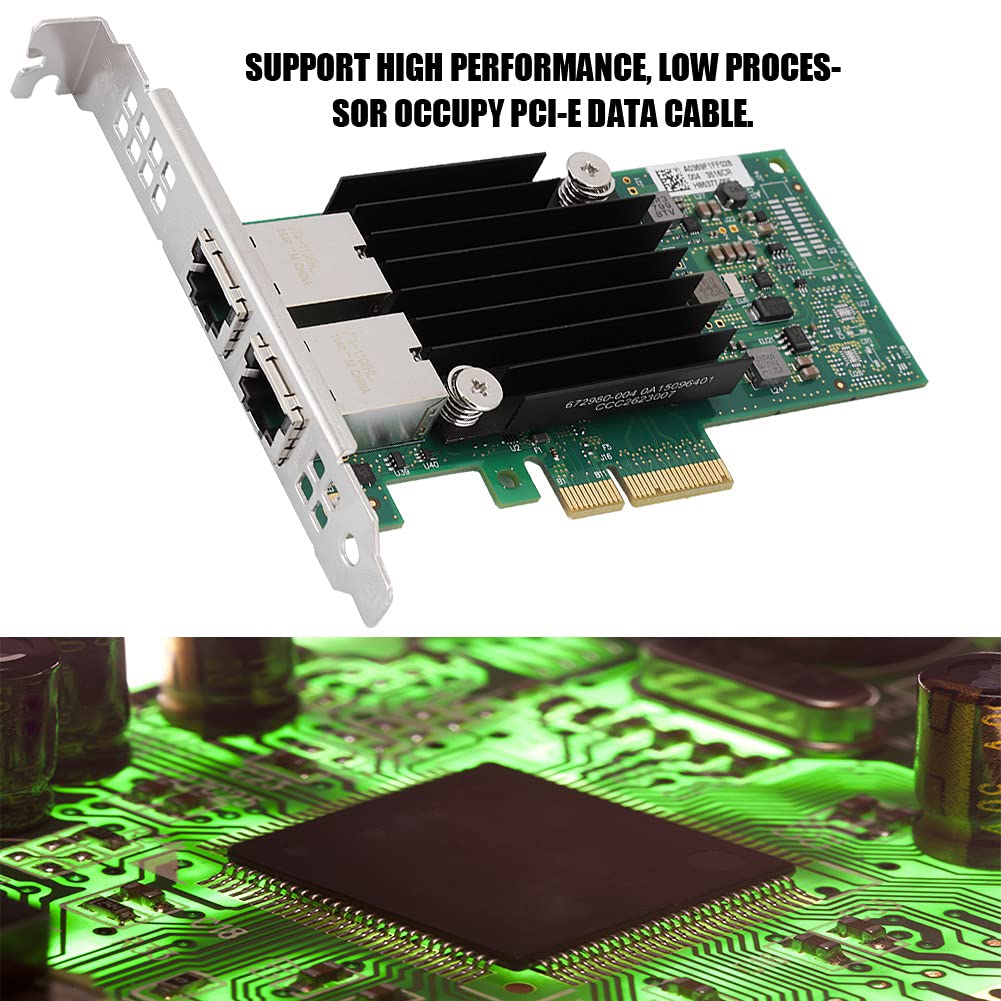 KUIDAMOS Scheda LAN Gigabit Ad Alta Velocità a 2 Porte per Adattatori X550-T2, Supporta Connessioni Ethernet da 10 Gbps, Ideale per Server e Computer Industriali, PCI Express 3.0