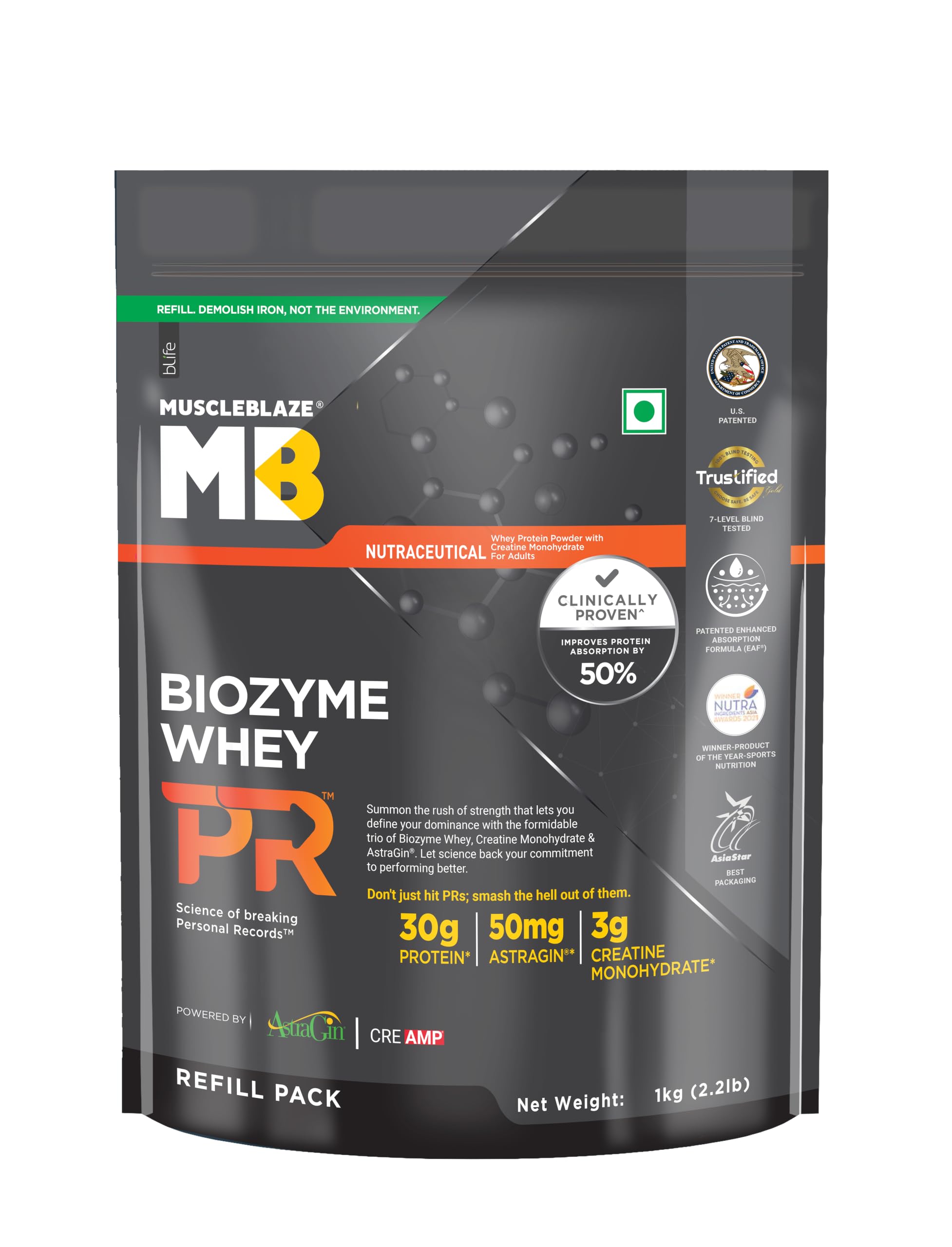 MuscleBlaze Biozyme Whey PR Protein Powder, 1kg (2.2lbs) — Amazon image 15