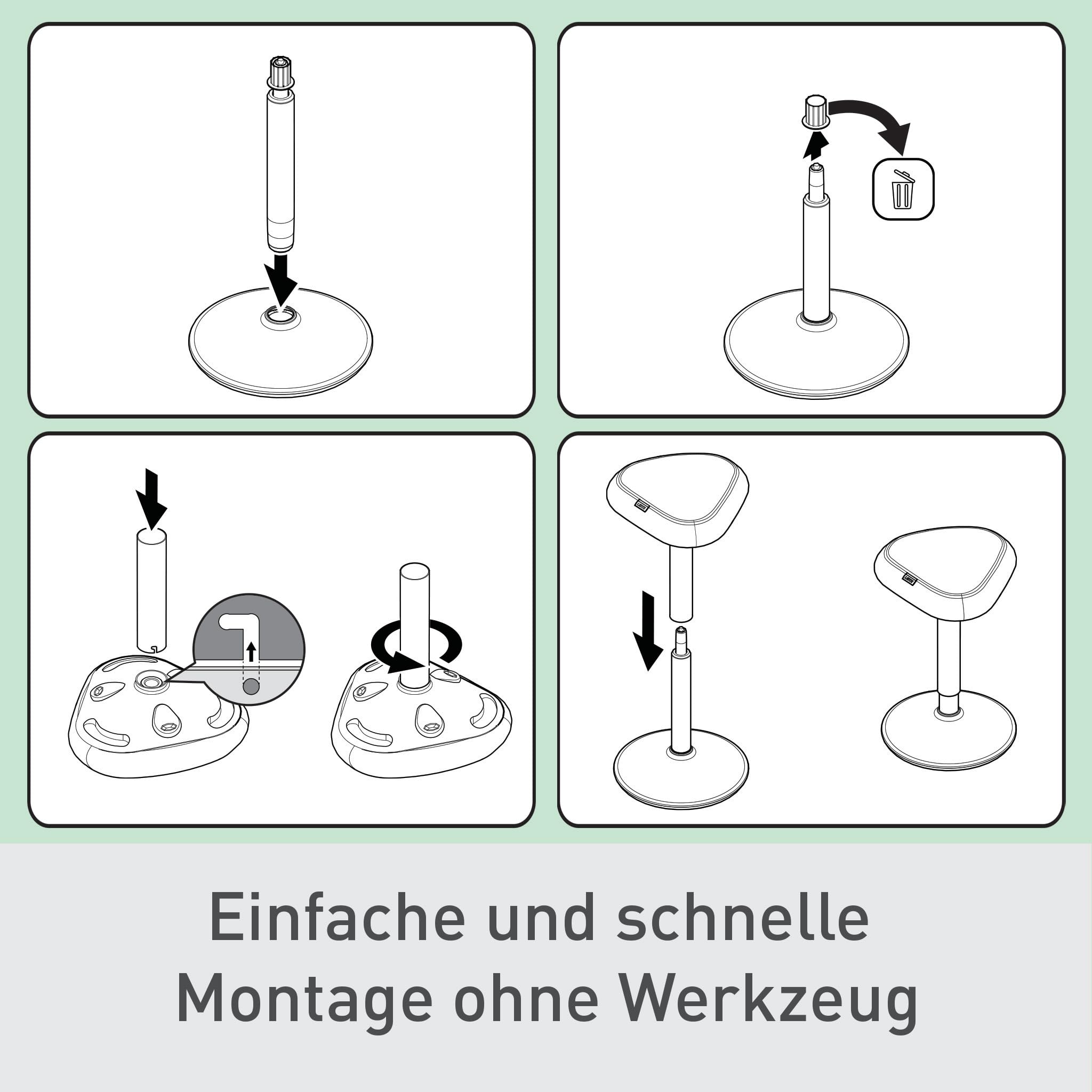 Leitz Ergo Active Stehhocker mit Dual Density Foam Komfortsitz, Bürohocker höhenverstellbar von 57 bis 82 cm, Sitzbezug aus 100% Recycling-Material, Für bis zu 110kg, Ergo-Serie, Dunkelgrau, 65450089