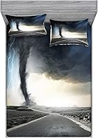 Vista 30 de Ambesonne Island Map - Juego de sábanas bajeras y fundas de almohada, mapa del tesoro súper detallado, diseño de piratas rústicos grungy, tema