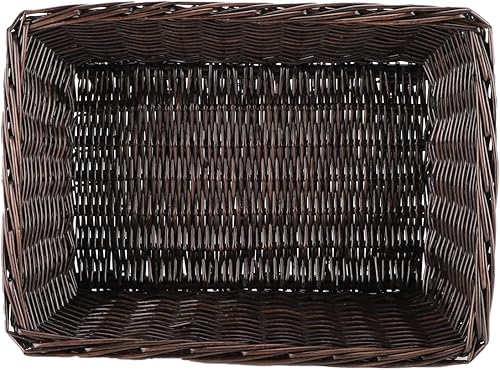 Miniatura 3 de Cesta de almacenamiento rectangular tejida de mimbre natural, para el servicio de pan, tamaño mediano, 14.37 pulgadas de largo x 10.24 pulgadas de