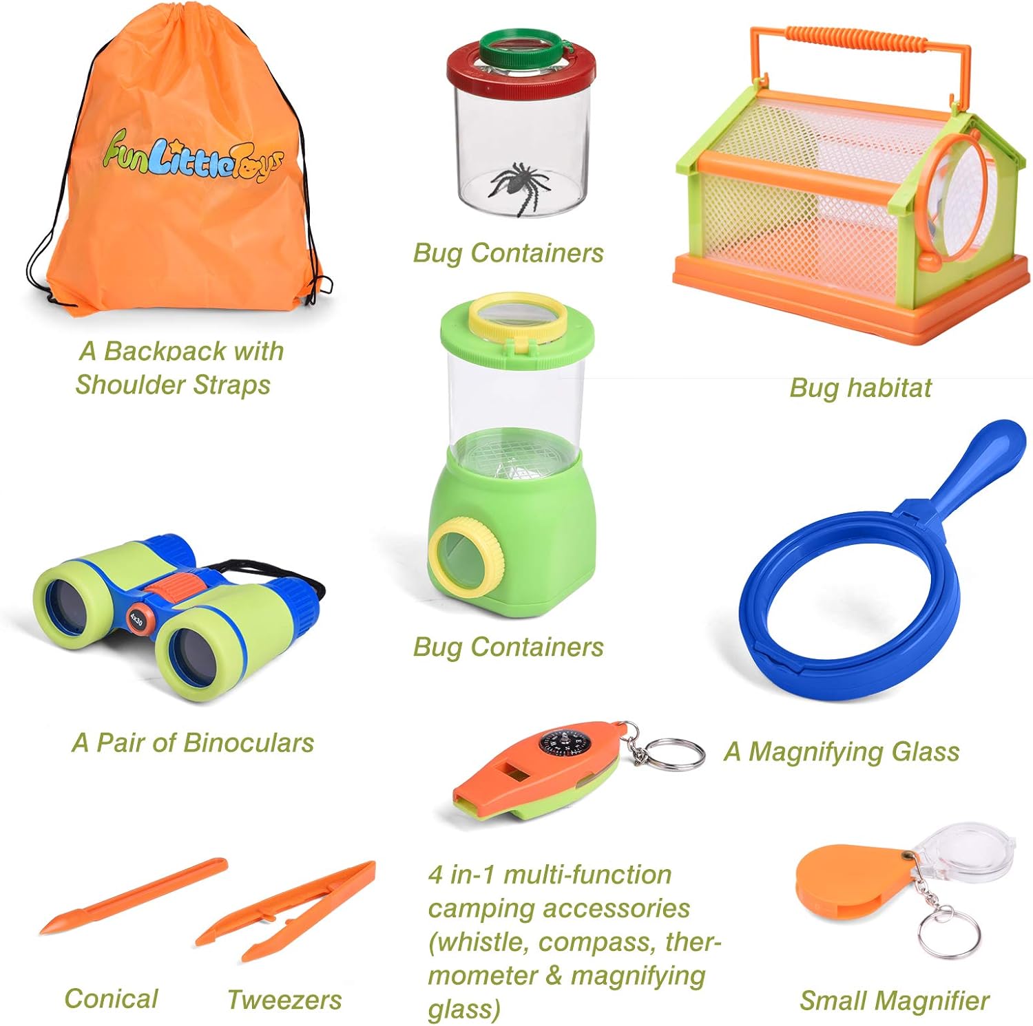 FUN LITTLE TOYS 10 Pieces Bug Catcher Kits for Kids, Outdoor Explorer Kit Nature Exploration Toys Set for Boys & Girls : Toys & Games