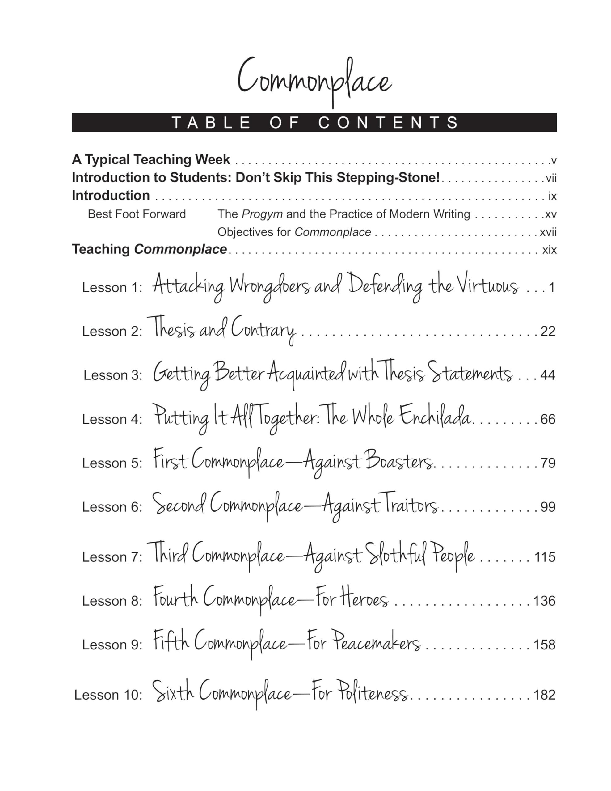 Writing & Rhetoric: Commonplace
