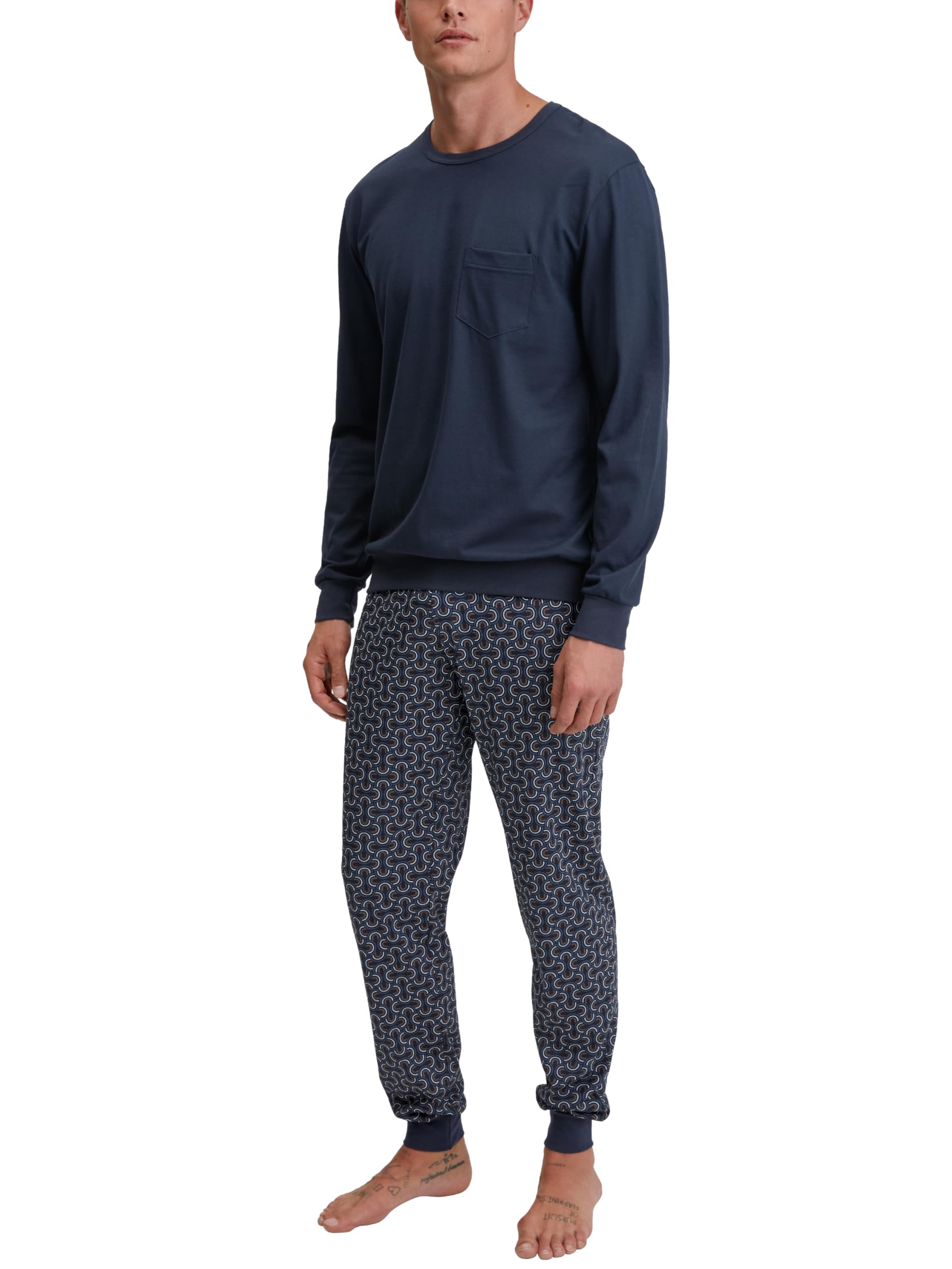 CALIDA Relax Imprint Bündchen-Pyjama Herren | Schlafanzug aus 100% Baumwolle, pflegeleicht, elastisch & formstabil, in Single Jersey