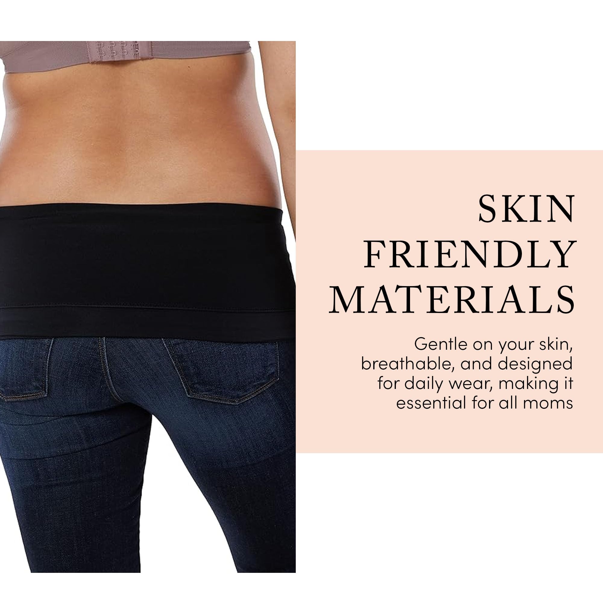 Ingrid & Isabel Basics Bellaband, fascia per ombelico premaman, estensione per pantaloni e jeans, per gravidanza e postpartum, nero, S