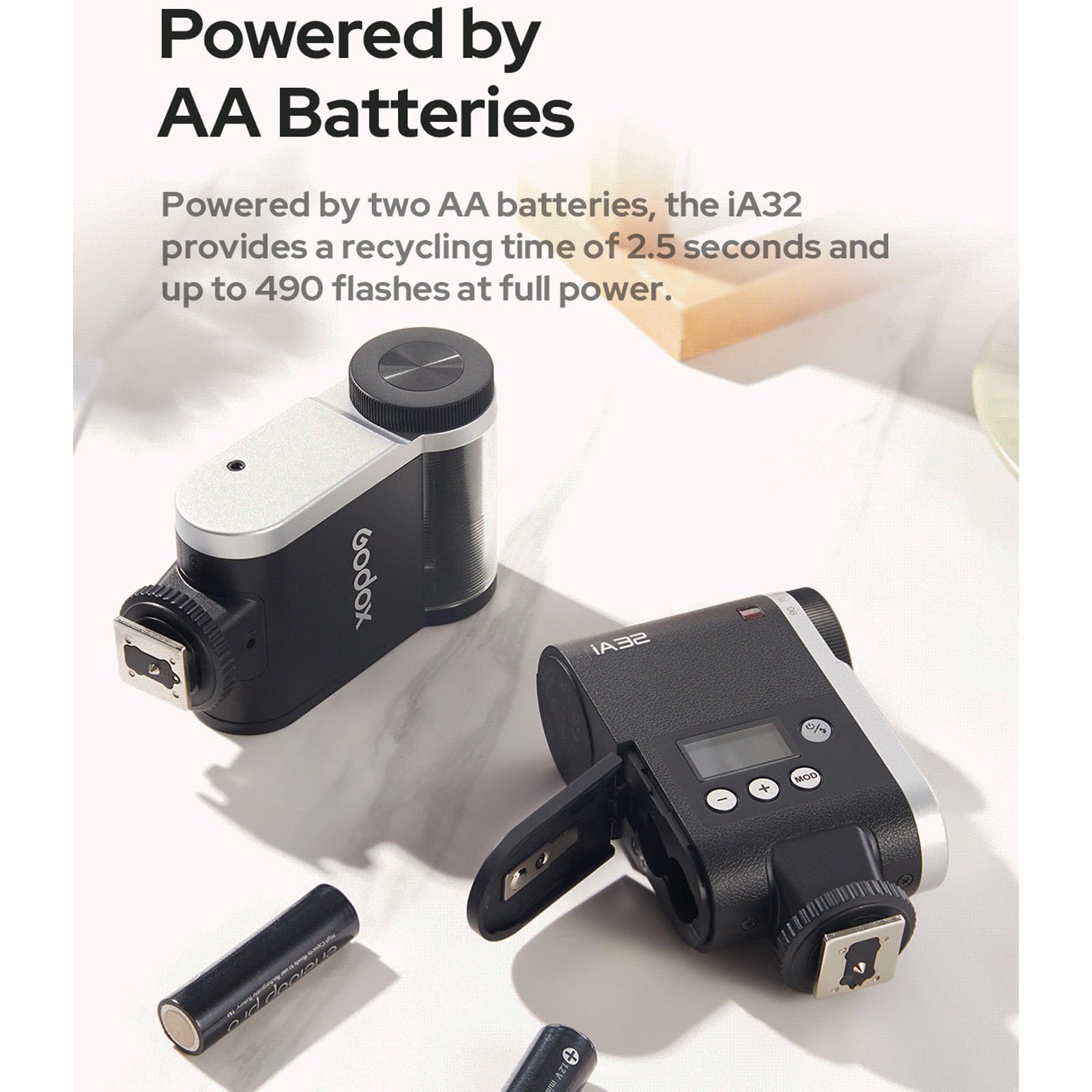 Godox iA32 iFlash kamera błyskowa Mini Speedlite GN15 A/M tryb z optycznym wyzwalaczem S1/S2 przechylana głowica lampy błyskowej do aparatu Fuji, Canon, Nikon, Sony, Olympus, Panasonic