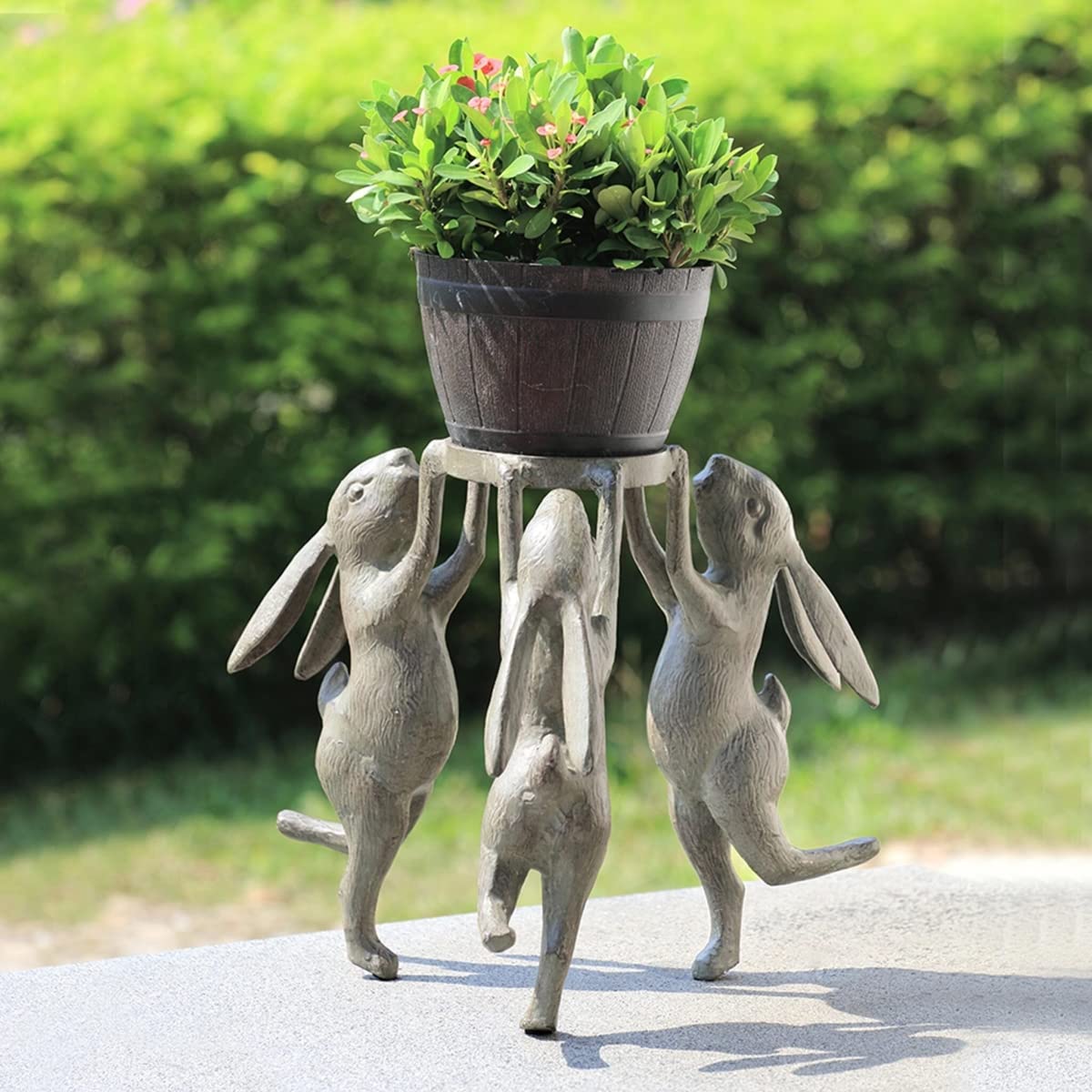 Snapklik.com : Home Cast Aluminum Rabbit Triplets Planter Holder 14.5 ...