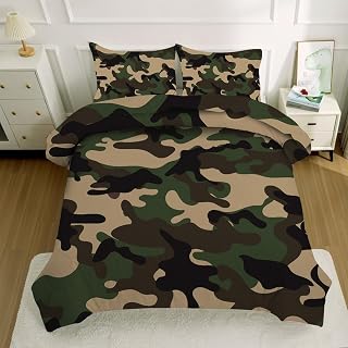 kxry Green Camouflage Comforter Set Twin Size Camo Bedding Set for Kids Teens Boys Soft Bedroom Decor for All Seasons with 1 Comforter and 1 Pillowcase