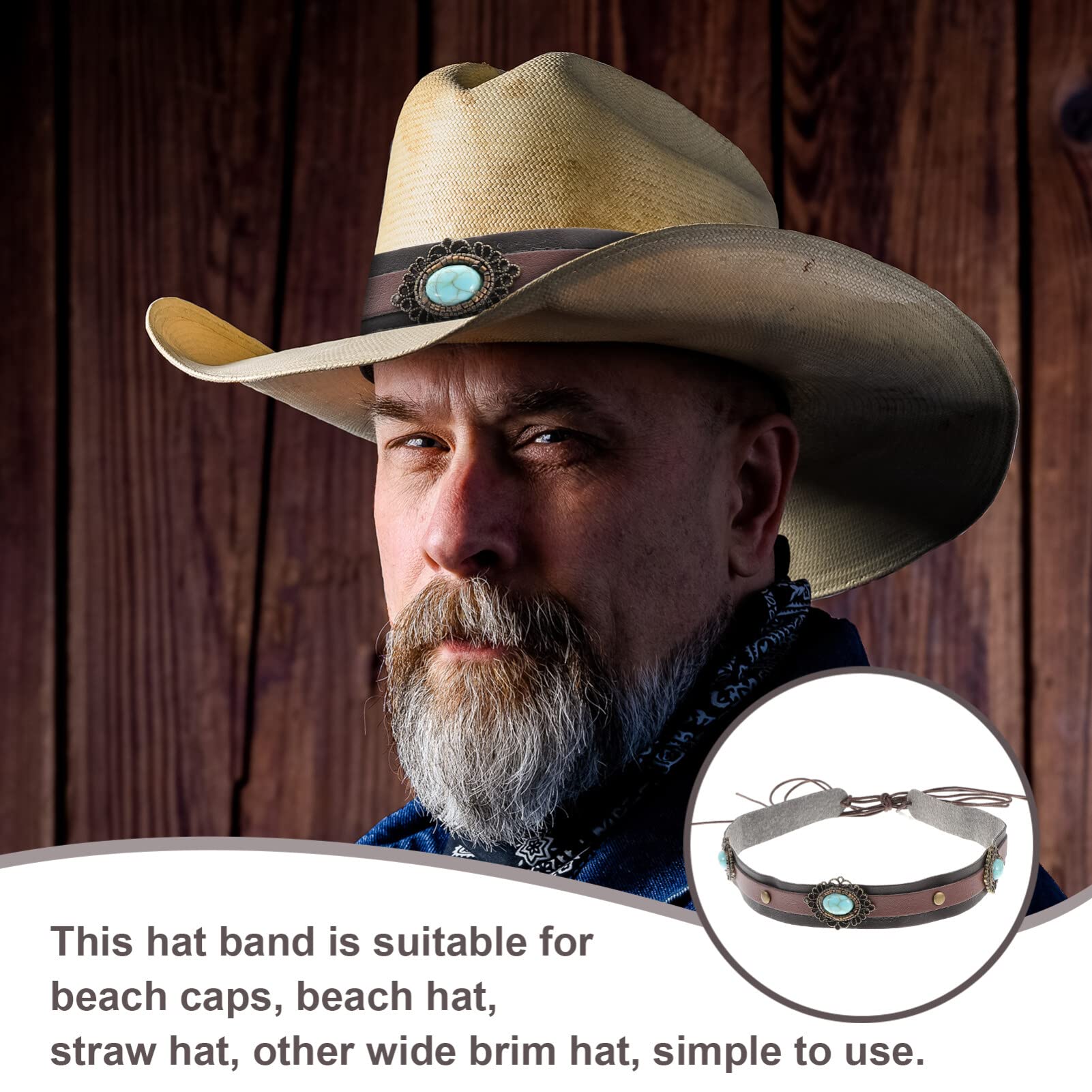 4Styles Bande de chapeau de cowboy de remplacement faite à la main