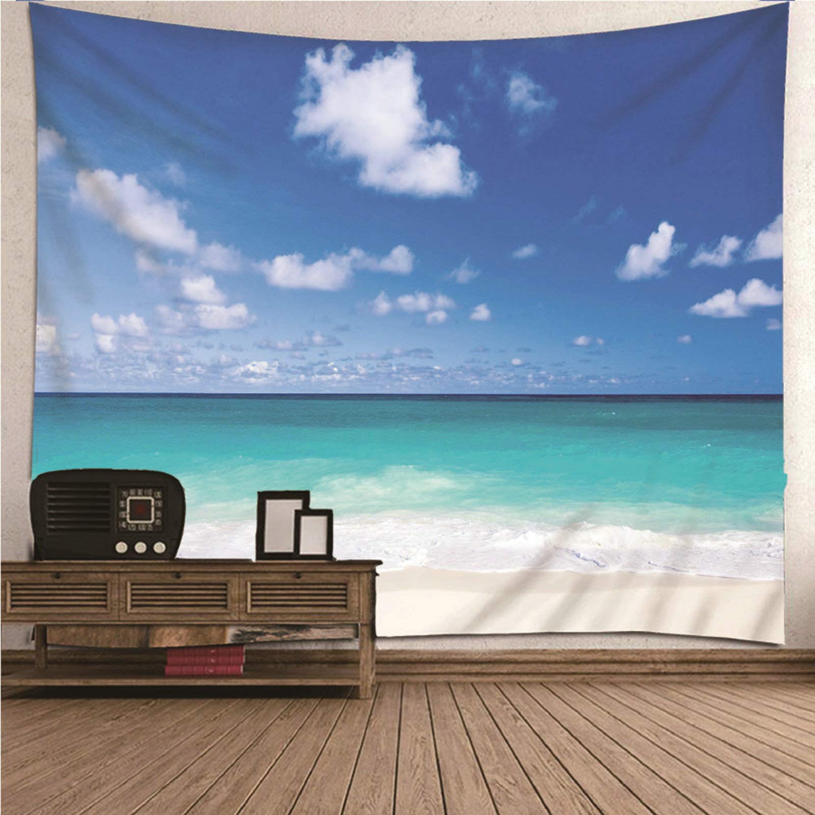 Tapiz de pared KnSam para renovar el salón sin obras, poliéster azul de playa, 150 x 150 cm