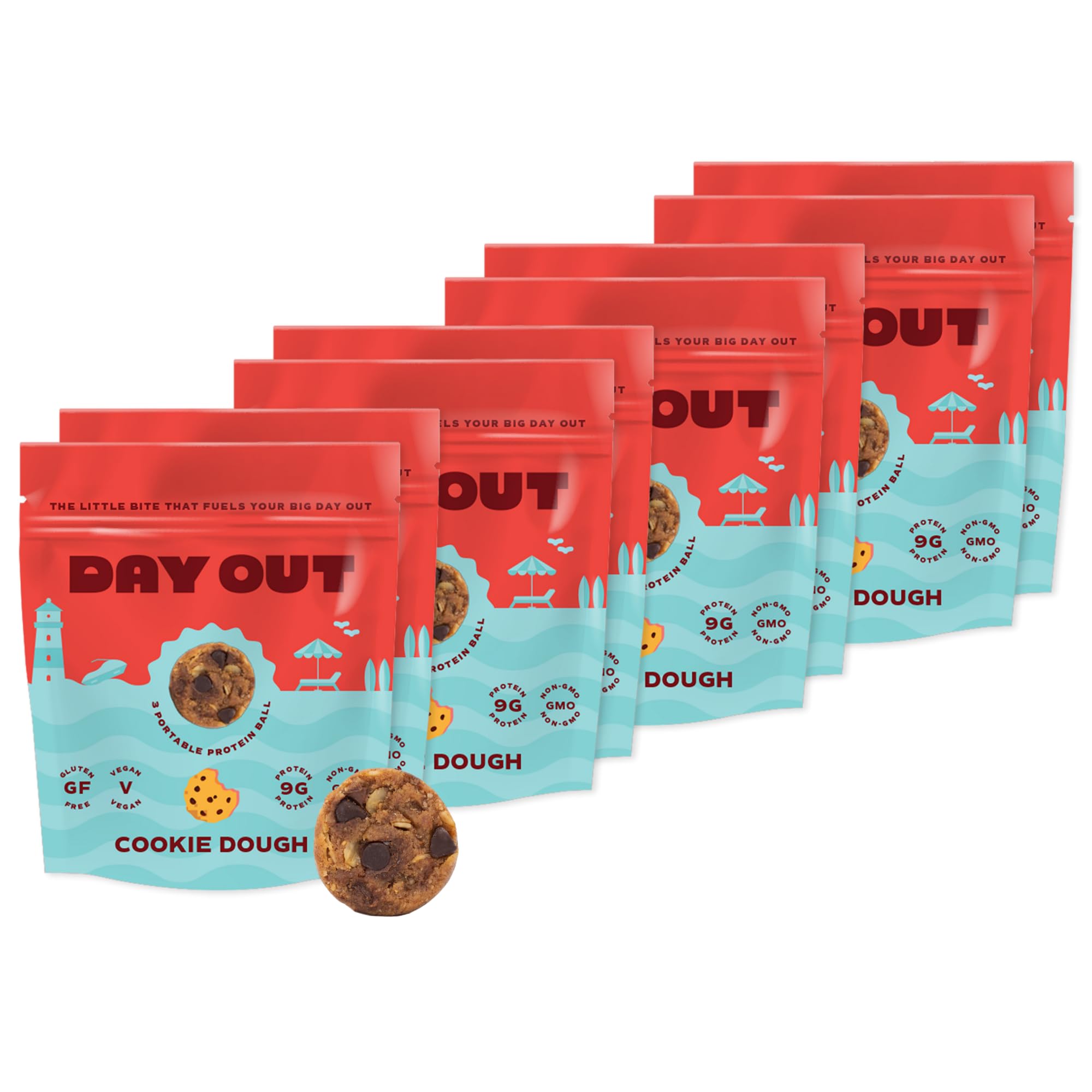 - Day Out Protein Snack Balls | Cookie Dough 8 Pack Snack Bites | Gluten-Free, Dairy-Free, Vegan Treat | Convenient Ready to Eat Healthy Dessert Energy Bites | Includes 8 Servings