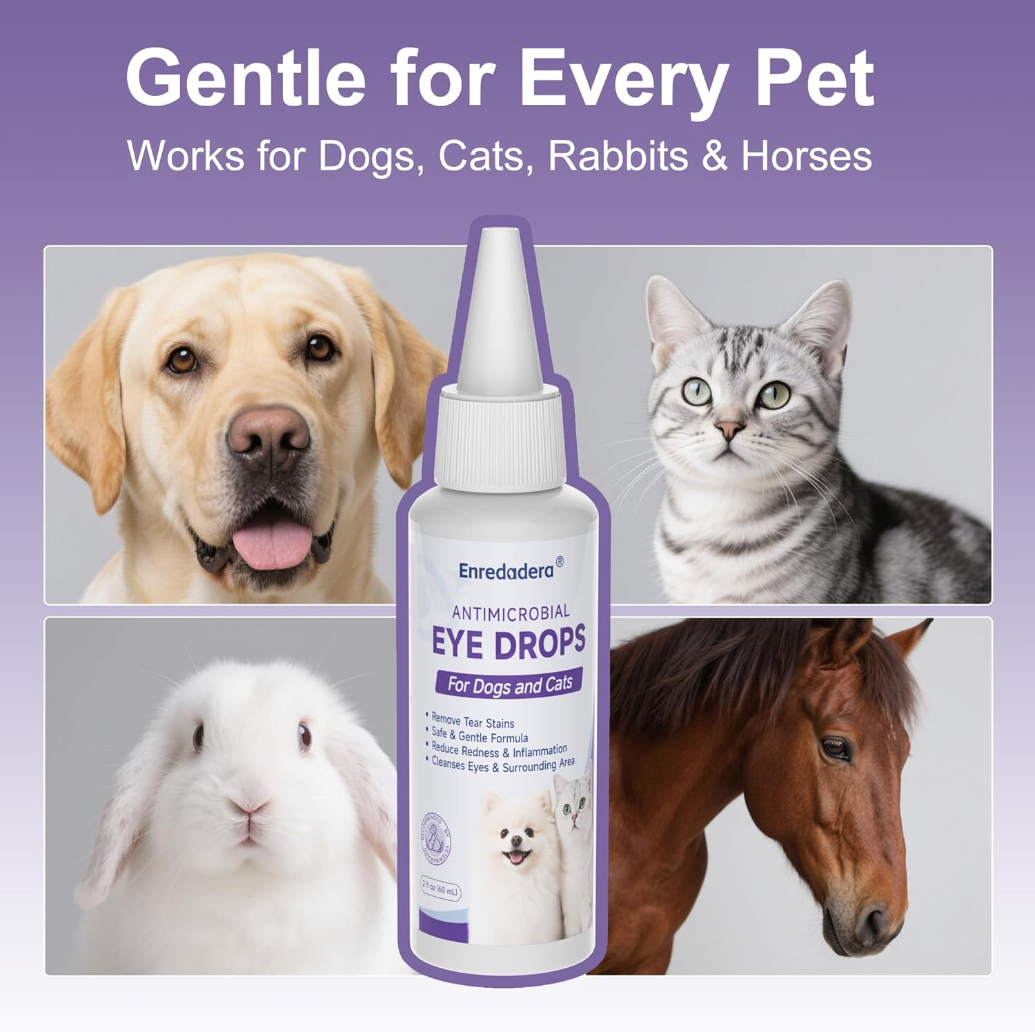 Enredadera Cat Eye Drops, Vet-Approved Dog Eye Infection Treatment for Tear Stain Remover&Pink Eye Relief, Gentle Plant-Powered Pet Eye Drops for Dog and Cat, Dog Conjunctivitis Eye Drop for Infection