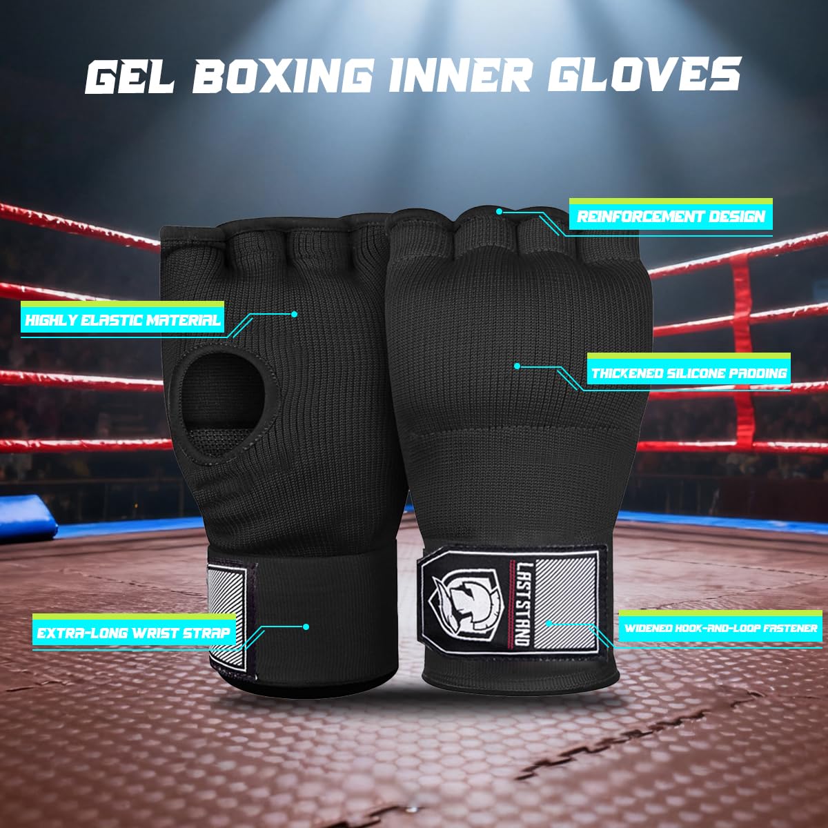Guantes de Boxeo con Correas de 75 cm, Acolchado para Muay Thai, MMA, Kick Boxing