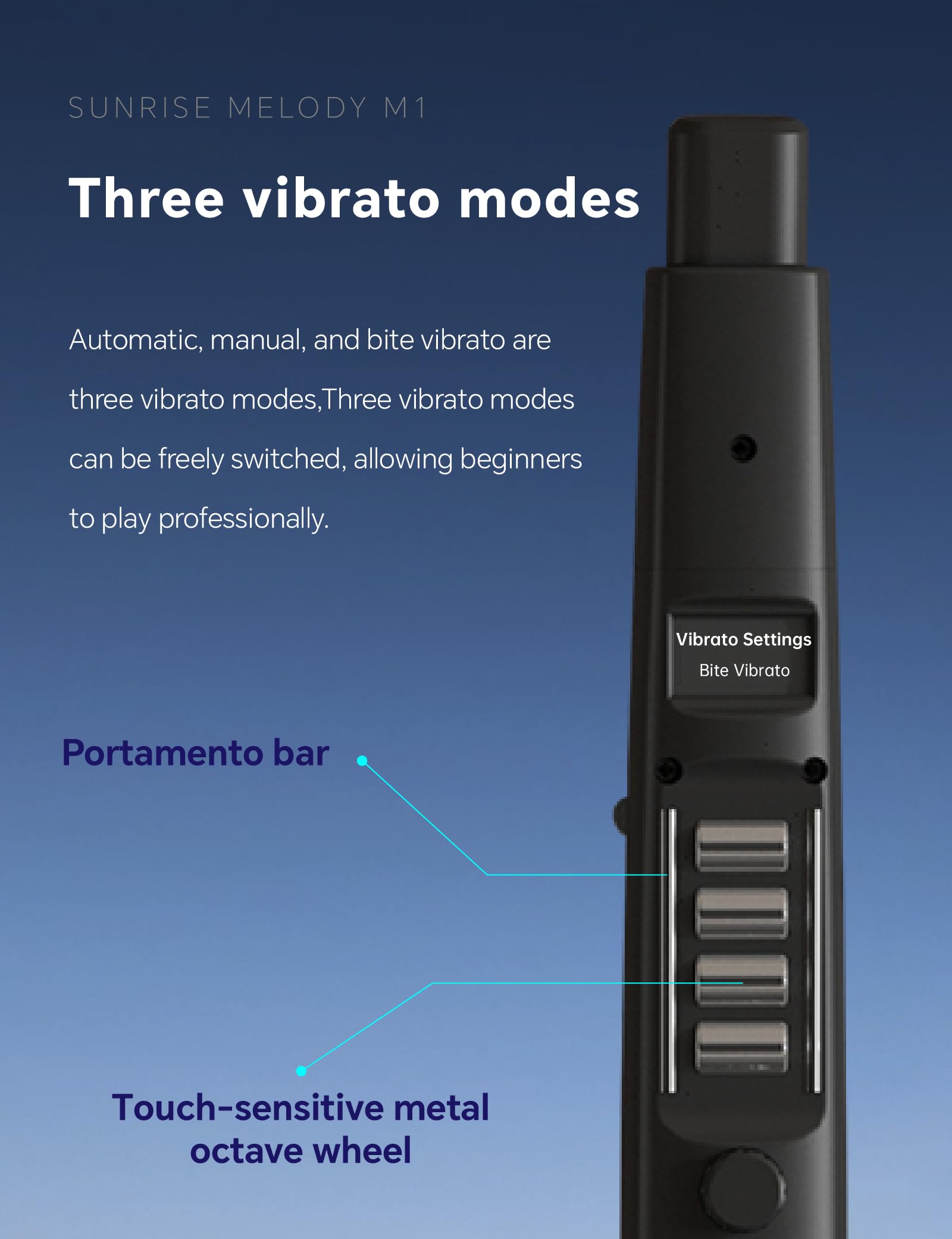M1 Elektronisches Blasinstrument, Anfängerfreundliches Digitalsaxophon mit 26 Klangfarben, 5 Oktaven, 3 Vibrato-Modi, 4 Griffmodi, USB-C wiederaufladbar, eingebauter Lautsprecher