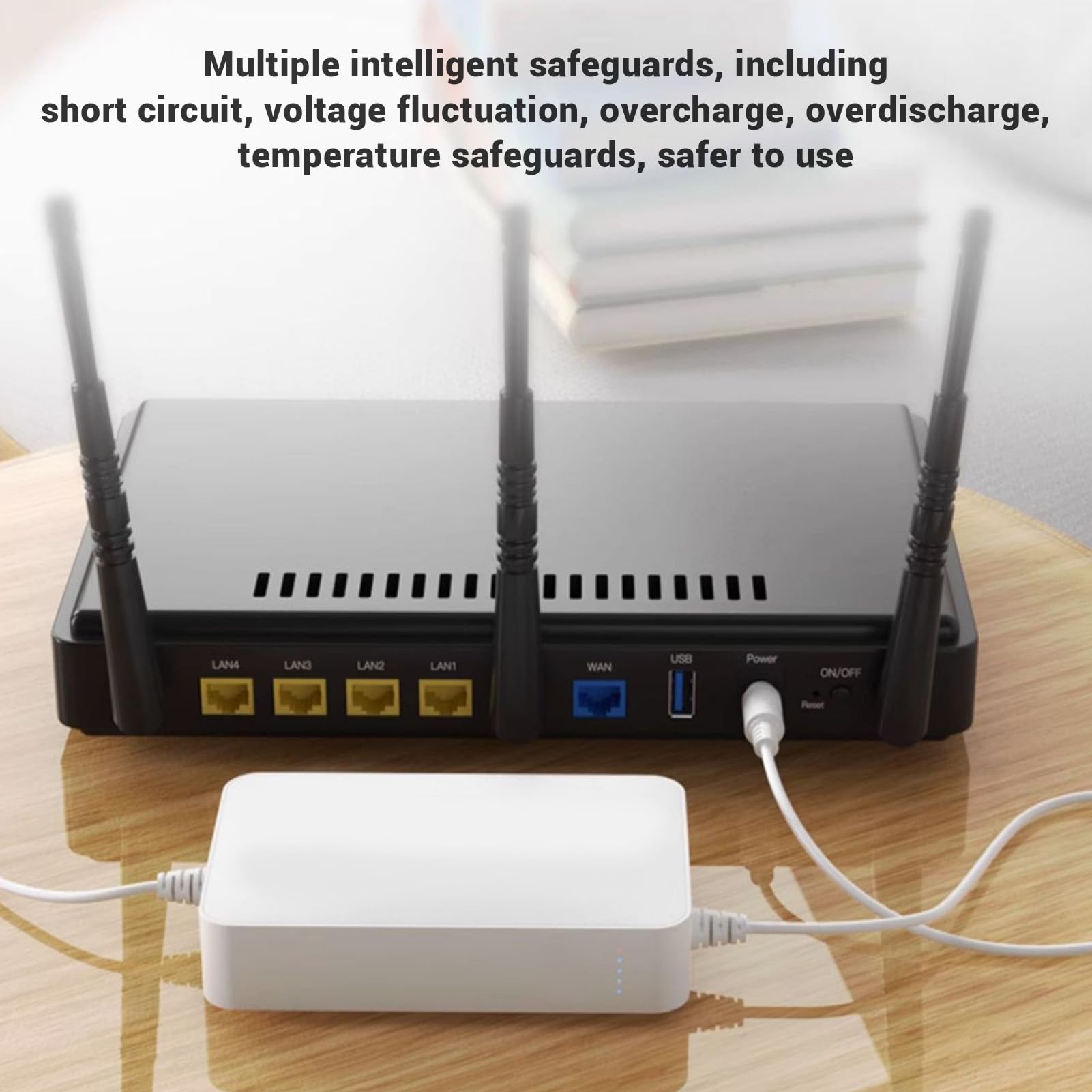 Zasilacz UPS 9000mAh DC12V 2A Zasilacz Awaryjny Awaryjne Zasilanie Bateryjne dla Modemu Routera Kamera Ochrony (SUNFECILIr06w1udg5y-12)